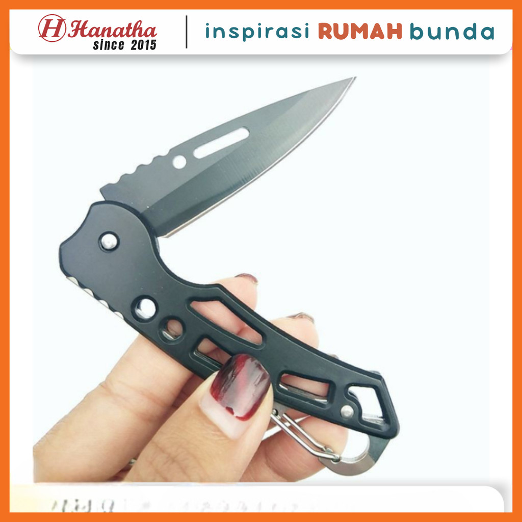 Alat Potong Lipat Mini Multifungsi Outdoor Stainless Steel + Carabiner