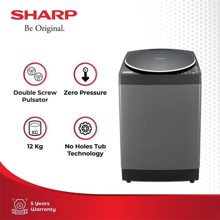 Sharp Mesin Cuci 12Kg ES-M1209T-SA New Megamouth Series 1.3