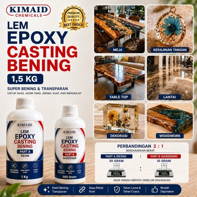 Vai Epoxy Resin Bening 1,5 Kg - Epoxy Resin Bening 1.5 Kg - Casting Resin - Epoxy Resin Clear Bening