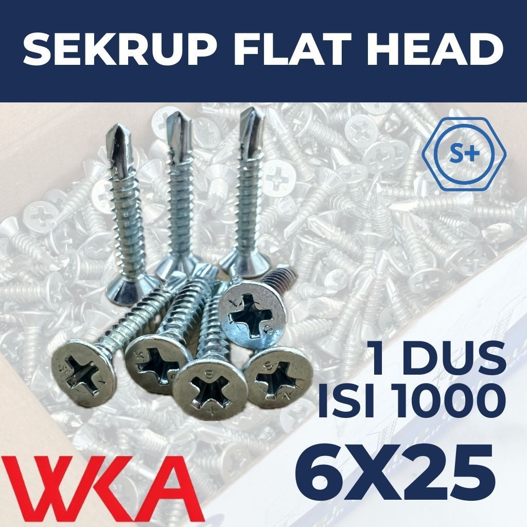AUPSHOP Sekrup Flat Head 2.5CM 6X25 (ISI 1000 PCS) - SDS FH / SEKRUP GRC / Sekrup Plafon / Sekrup Ho