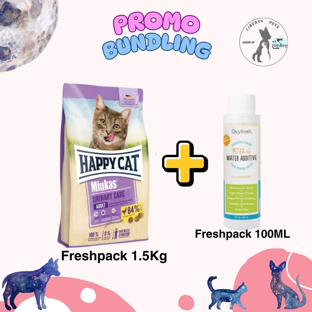 [PROMO BUNDLING] Happy Cat Minkas Urinary / Sterilised / Kitten / Junior / Hairball + Oxyfresh Water