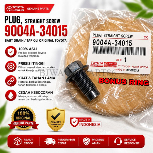 Baut + Ring Oli Toyota Avanza Calya Rush Dual VVTI  9004A-34015 Baut Pembuangan Oli Bak Carter