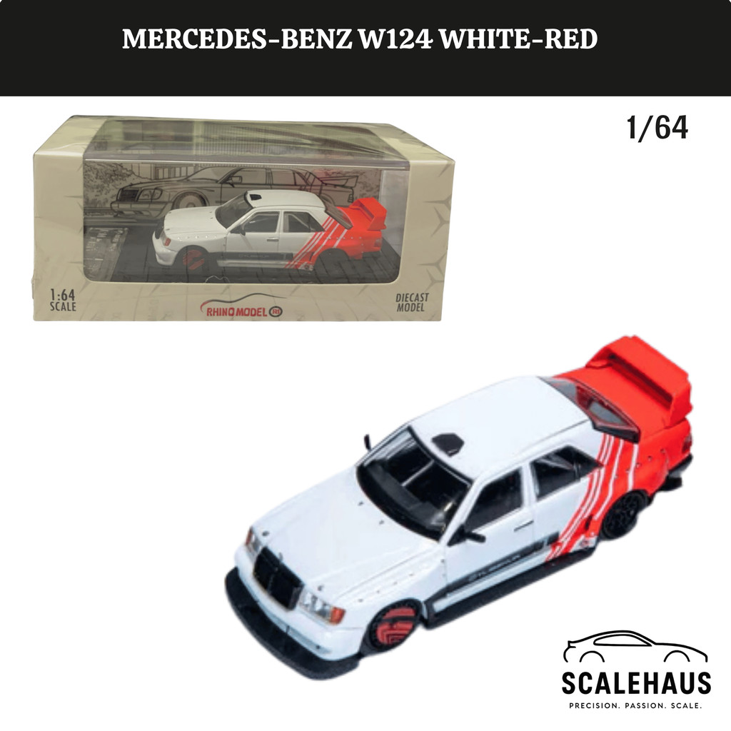 Rhino Model 1/64 Mercedes-Benz W124 White-Red