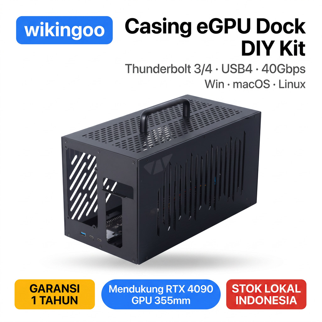 Enclosure GPU Eksternal Stasiun Dok Kartu Grafis Thunderbolt 4 USB4 40Gbps untuk Laptop Gaming MacBo