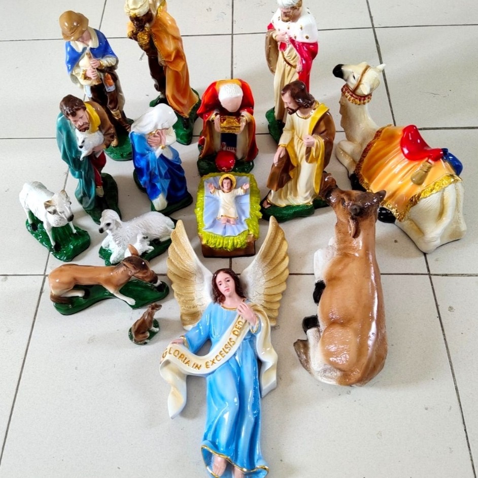 Murah SET PATUNG NATAL 40 CM / PATUNG BAYI YESUS / NATIVITY SCANE / PATUNG KANDANG NATALGEMBALA DAN