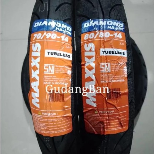 ( PAKET 2 BAN ) 70 90 14 dan 80 80 14 MAXXIS DIAMOND TUBELESS FREE PENTIL ORIGINAL BARU VARIO