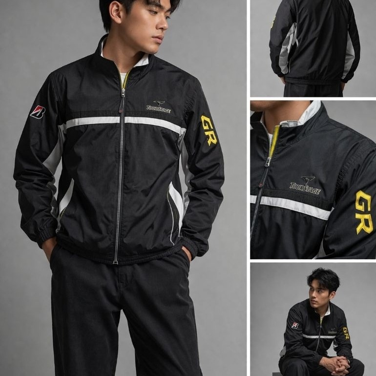 Jaket Riding Windbreaker / Waterproof by Tourstage (Bridgestone) hitam size M fit L