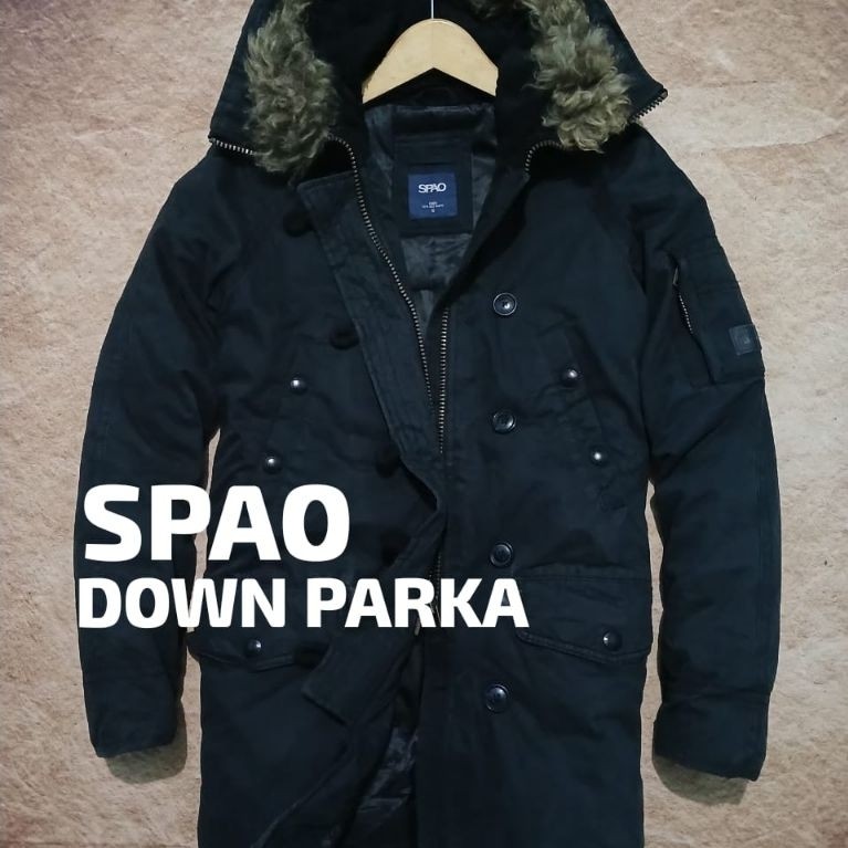 Jaket parka down keren SPAO kanvas tebal bekas murah