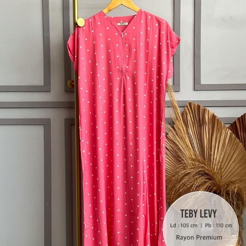ReenaDaily TEBY LEVI Daster Mini Lengan Pendek Simpel Nyaman Busui Friendly Bahan Rayon Motif
