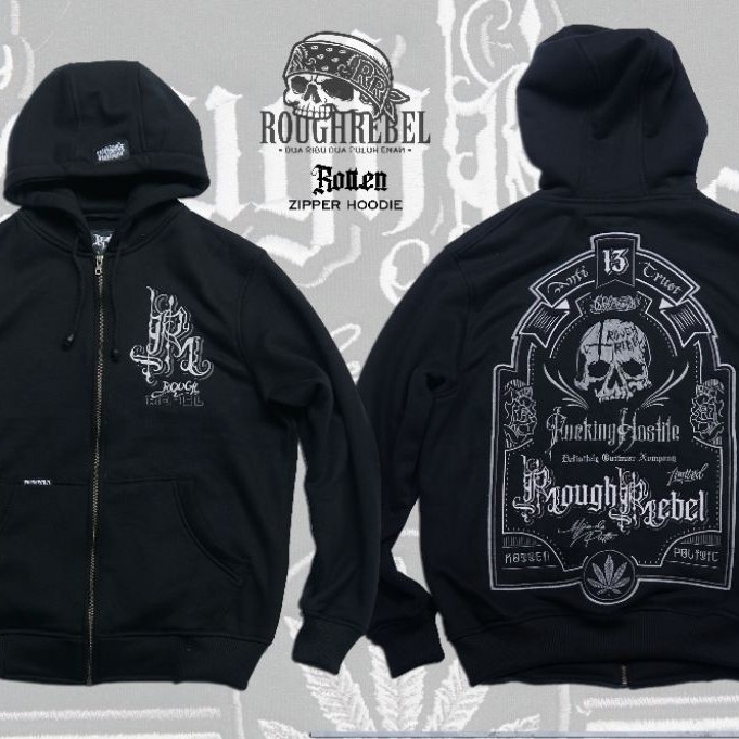 ROTTEN Zipper Hoodie Tebal 2026 - RoughRebel Original