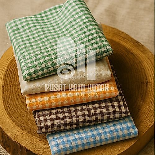 grosir kain ecera Kain Kotak Kotak Katun Yarndyed cele Lebar 150cm (Ukuran Kotak 2mm & 4mm)/kain kot