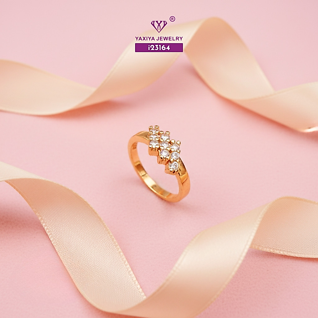 Yaxiya Cincin Anak Lapis Emas Permata Perhiasan Imitasi Aksesoris Trendy 220