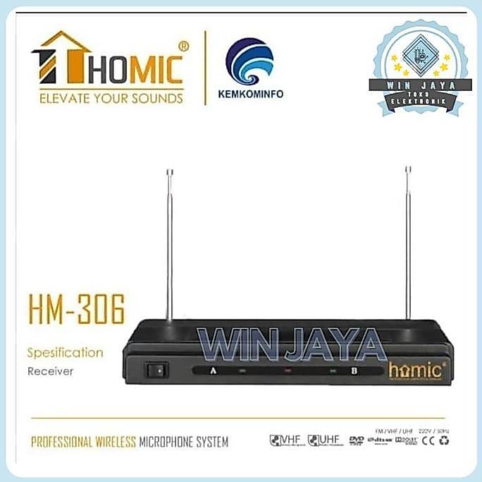 Murah Mic Wireless Double Microphone/Mic Tanpa Kabel/Microphone Wireless Homic 306