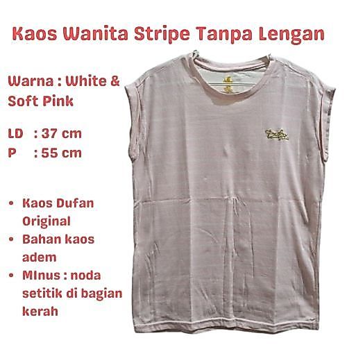 Kaos Strip Tanpa Lengan Dufan Size L - Soft Pink