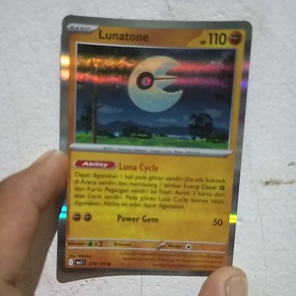 kartu pokemon. lunatone 074/126 r.. kartu pokemon evolusi mega