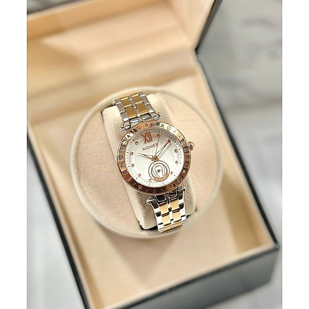 Jam Tangan Mewah Wanita Tali Rantai Stenliess Aigner Model Terbaru Mewah