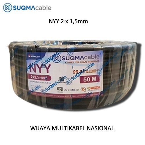 SUQMA / SUPREME CABLE - NYY 2 x 1,5mm (50 - 100 Meter) - Kabel Listrik Tembaga Kawat Murni - SNI - L