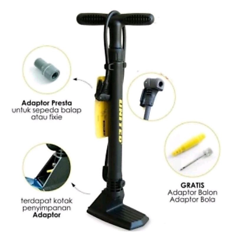 (( UNITED PM8800 )) Pompa Sepeda - Motor United PM-8800 Floor Pump Lantai