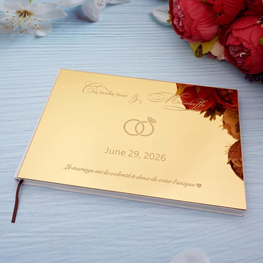 Custom Acrylic Cover Wedding Guest Book Anniversary Gift Personalized Wedding Sign Book
