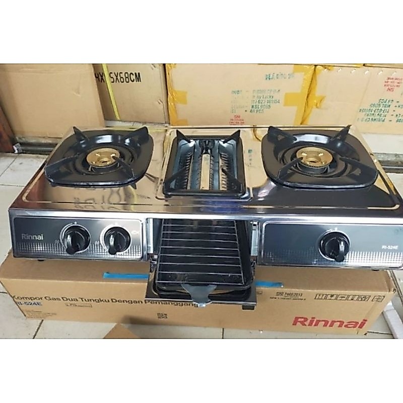 Kompor Gas Rinnai RI-524E 2 Tungku + Grill Pan
