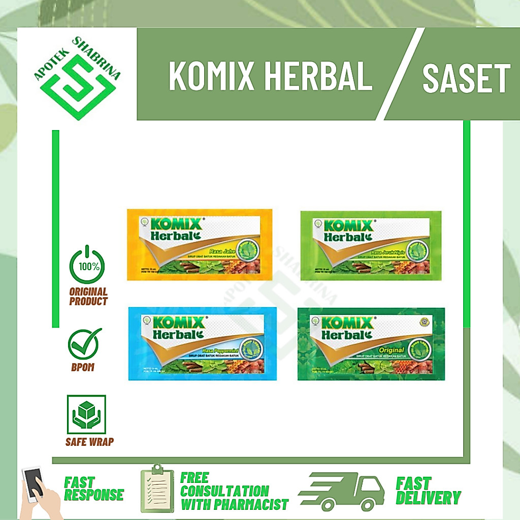KOMIX HERBAL PEPPERMINT 1 SACHET / BATUK PILEK BATUK BERDAHAK
