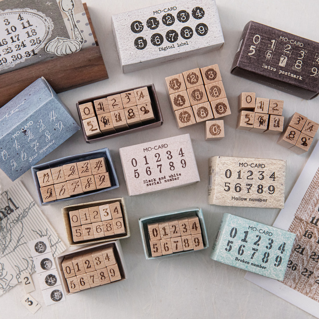 [TOTORI] Digital Imprint series wooden stamp set Stempel Kayu Alphabet Angka Huruf Journal Kit DIY S
