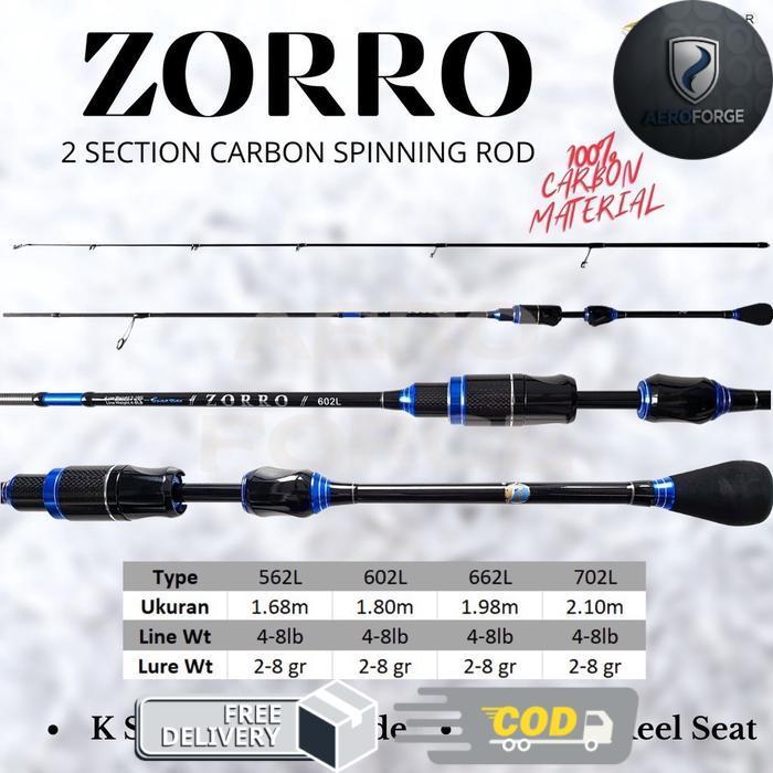 Joran Dan Top Section Orca Zorro 602 662 702 Carbon Hollow Ultralight Series Lure Pancing - 662 / 19