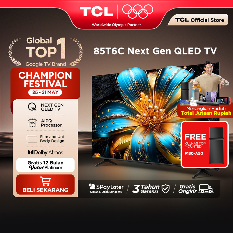 TCL Next Gen QLED 85 inch T6C - 4K Google TV - HVA Panel - HDR 10+ - Dolby Vision & Atmos - Google A