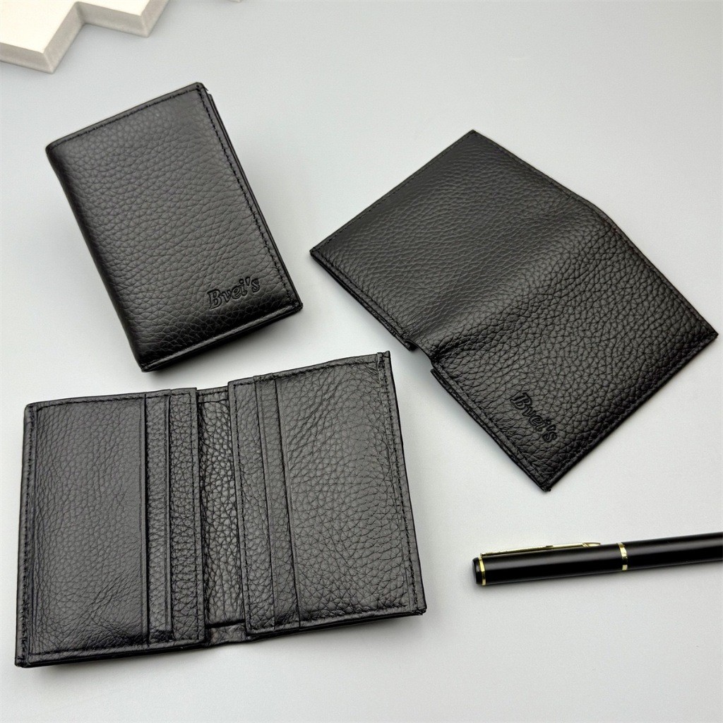 Bifold Wallet for Unisex Bveis M777 Dompet Mini Lipat Kulit Asli Kilat Pria Wanita Anti Ribet