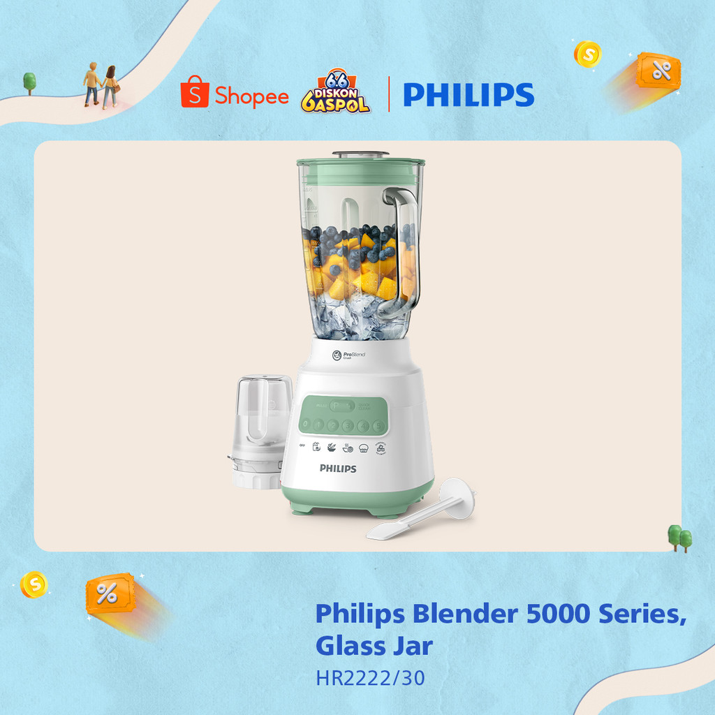 Blender Philips HR2222|30 Kaca 2L Hijau - Blender Jus dan Bumbu