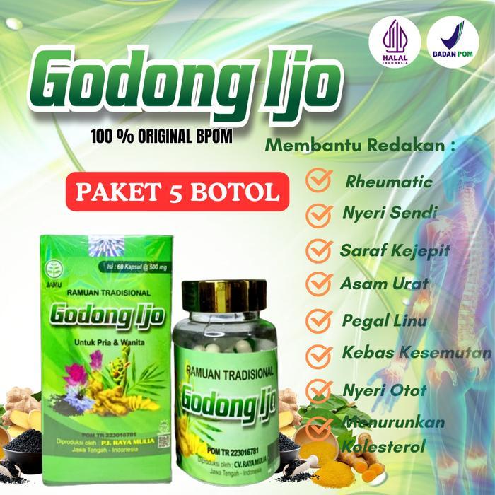 sesuai gambaar Obat Saraf Kejepit Herbal Jamu Asam Urat Pegal Linu Godong Ijo BPOM Nyeri Sendi PAKET