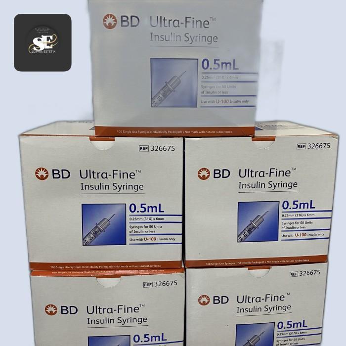 New Bd Ultra Fine Insulin Syringe 0,5 Ml 1 Box (100 Pcs)