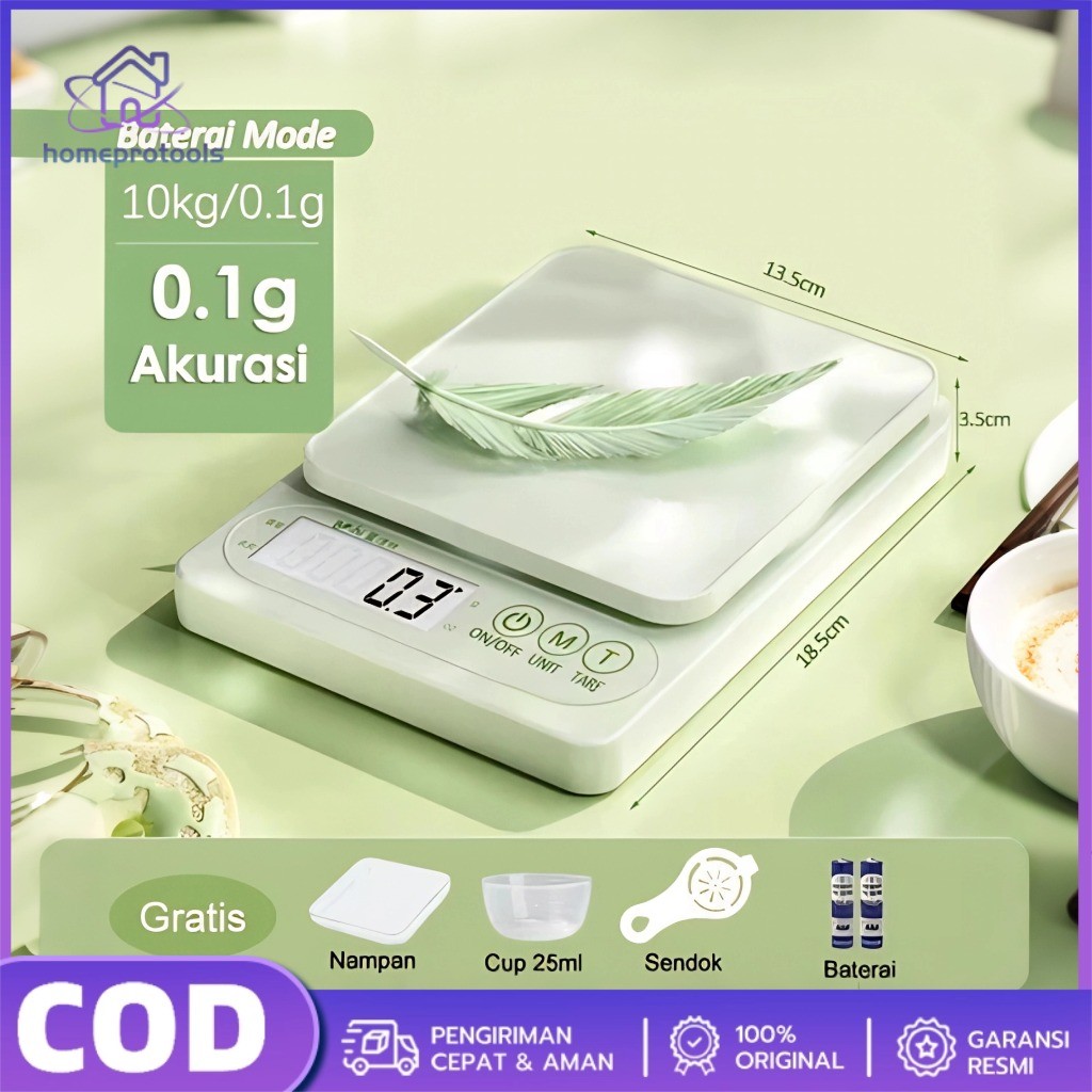 COD Timbangan Digital Dapur Kue 10Kg Presisi 0.1G Pakai Baterai Fungsi Tara Ganti Satuan