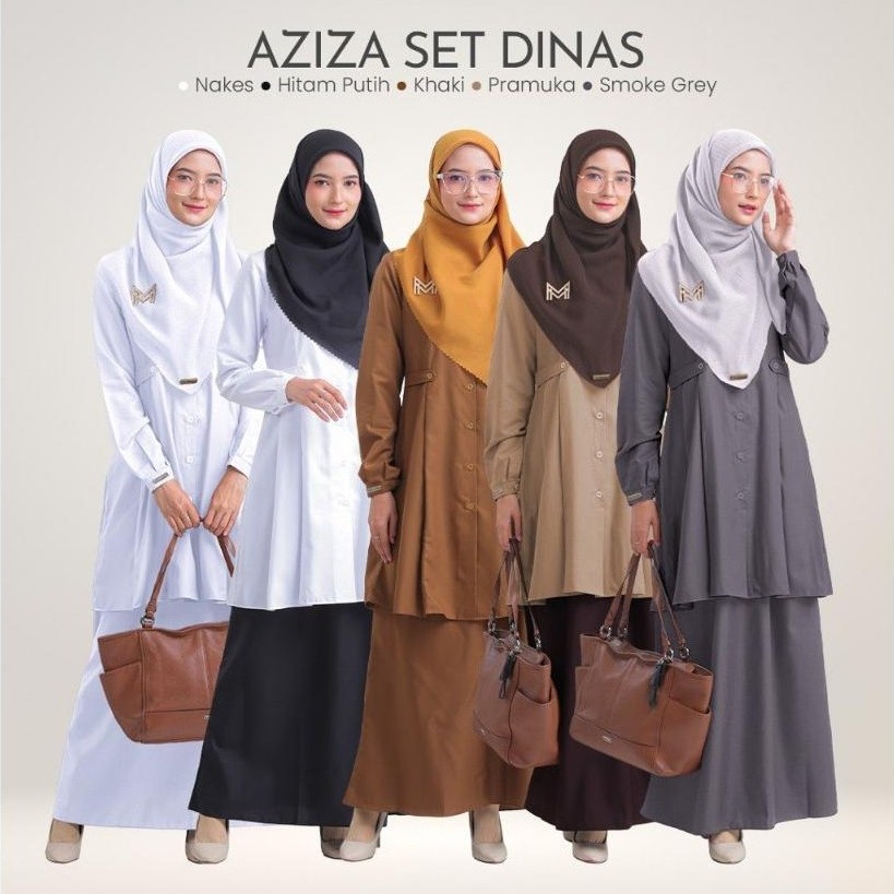 Hot Sale One Set Dinas, Aziza One Set, Set Dinas, Set Baju Kerja, Tunik Kerja, Seragam Pns, Seragam 
