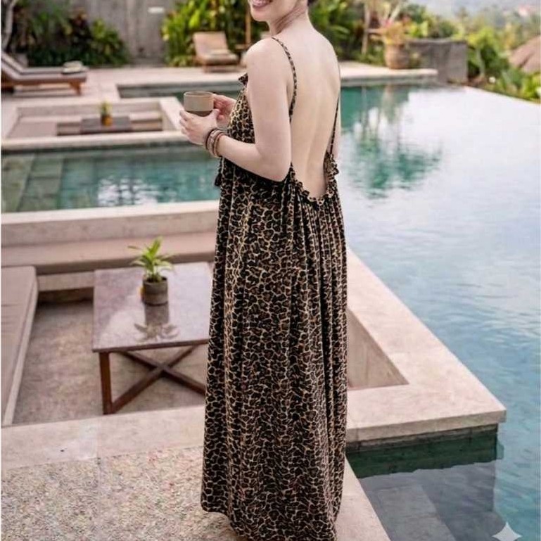LONG DRESS BACKLESS ZORA KRIWIL/DRESS SEXY PANJANG RAYON PREMIUM