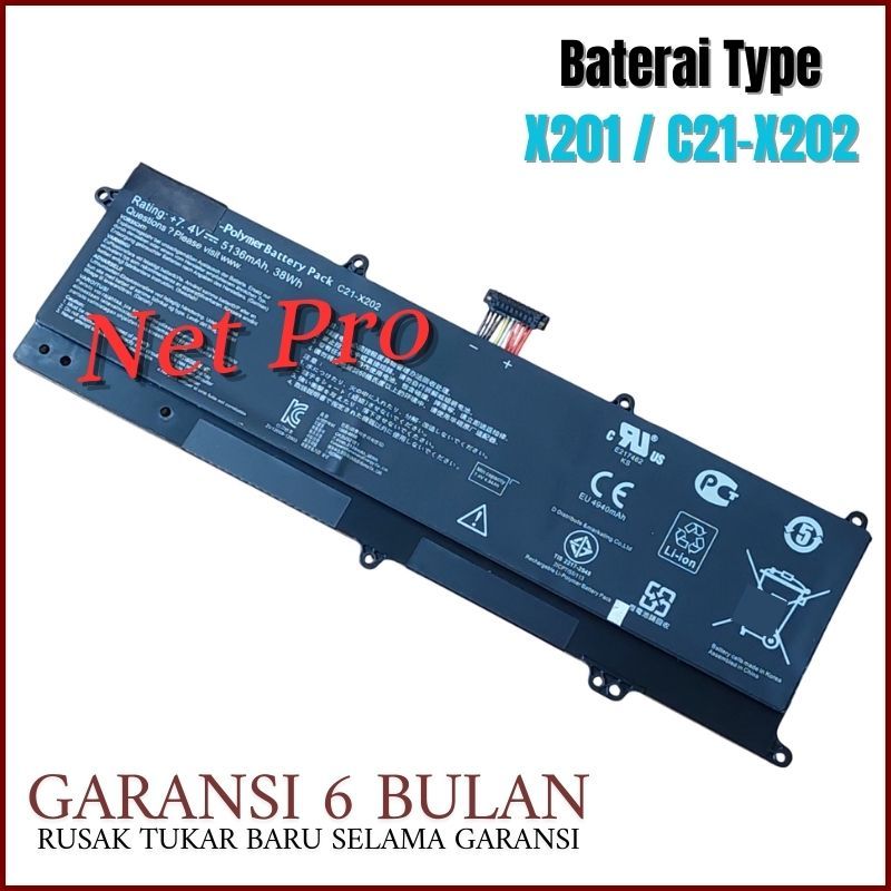 Baterai Batre Asus X201E X201 S200E C21-X202 Battery Asus X201E -NPRO