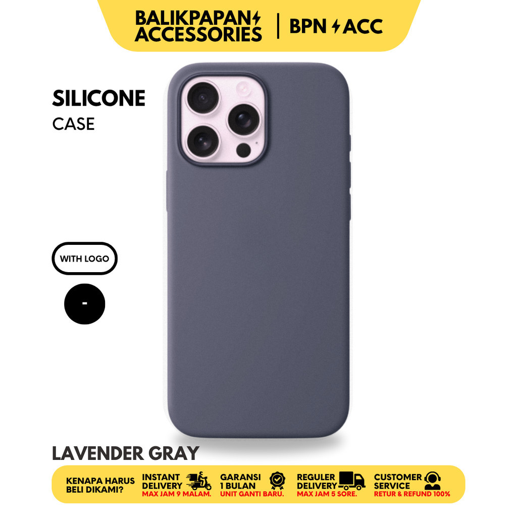 Silicone Case iPhone Full Cover Lavender Gray- BALIKPAPAN ACCESSORIES