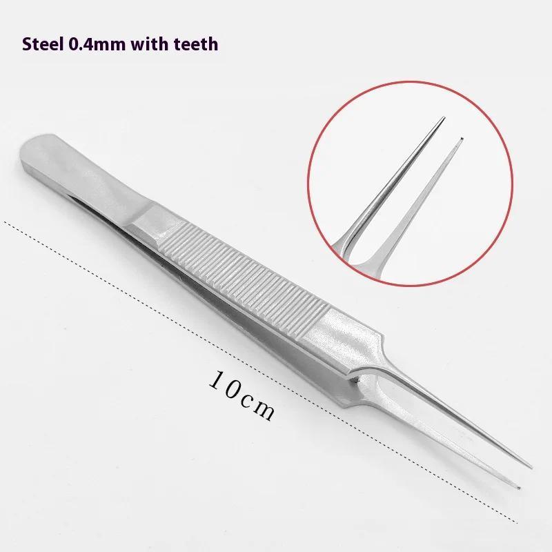 Stainless steel plastic tweezers eyelid tweezers with hook tooth tweezers double eyelid fat tweezers