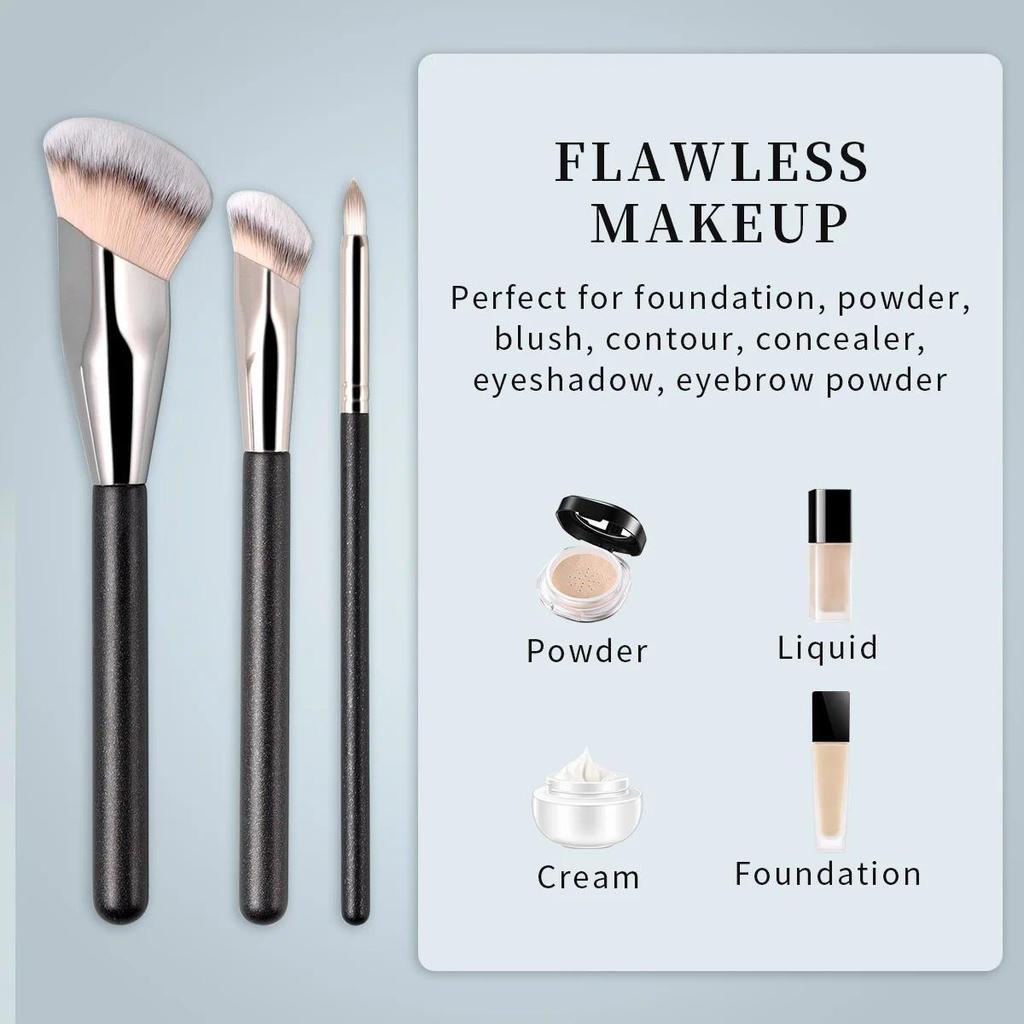 OVW Angled Liquid Foundation Brushes Synthetic Hair Concealer Powder Contour Blush Highlighter Makeu
