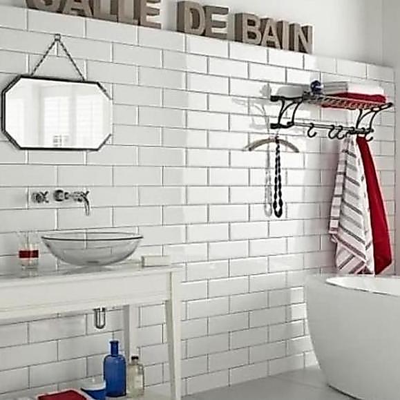 Keramik Subway Bata Bevel Mulia Signature Metro White 10X20 Glossy Kw1