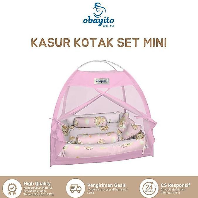 Obayito Kasur Kotak Bayi Set Kelambu Mini terbaik