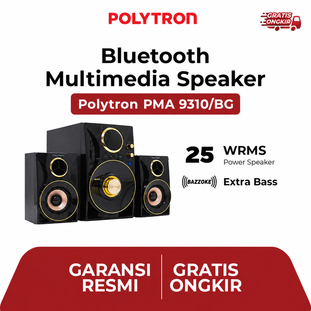 Polytron Multimedia Speaker PMA 9310/BG Bluetooth Audio Bass Kuat Suara Jernih Untuk TV HP Laptop OR
