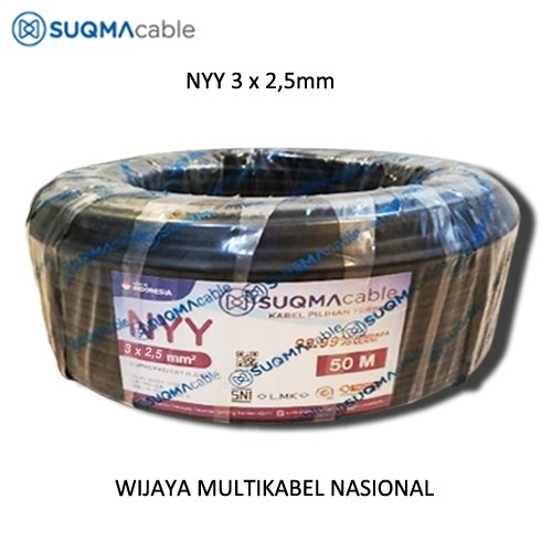 SUQMA CABLE - NYY 3 x 2,5mm (50 Meter) - Kabel Listrik Tembaga Kawat Murni - SNI - LMK - 100% Produk