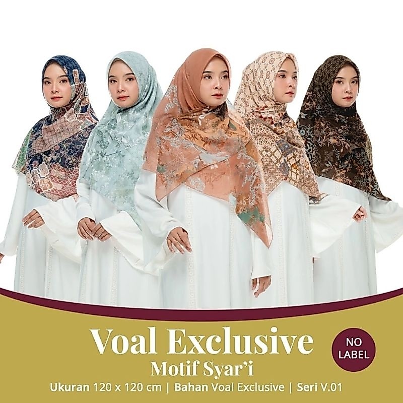 hijab segi empat umama 120x120 cm voal syari motif