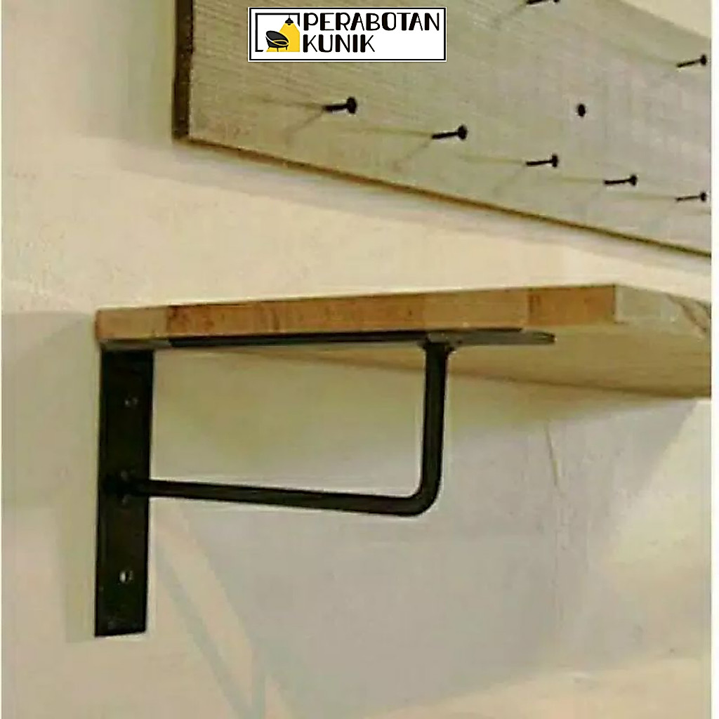 (2PCS) RAK DINDING BESI SIKU PENYANGGA BAHAN PLAT STRIP - PerabotankuUnik