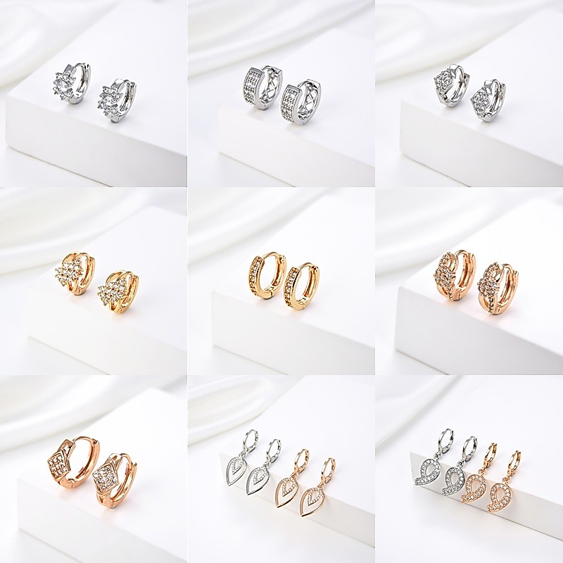 HYL JEWELRY Anting Titanium emas batu bata titanium korea tusuk 59E
