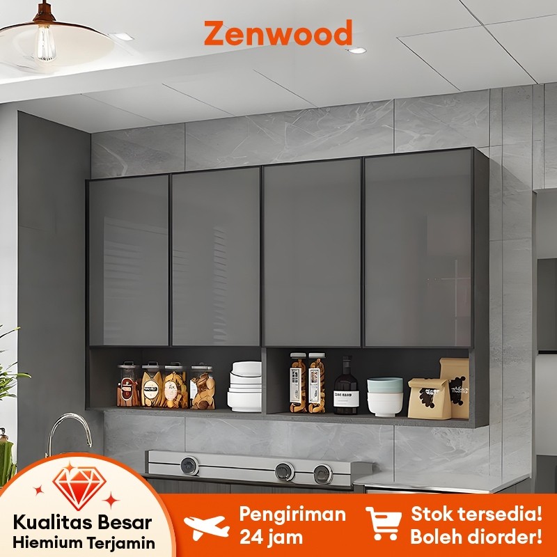 [Ready Stock] Kitchen Set Atas 4 Pintu Minimalis Lemari Gantung Dapur Aluminium Serbaguna Rak Dindin