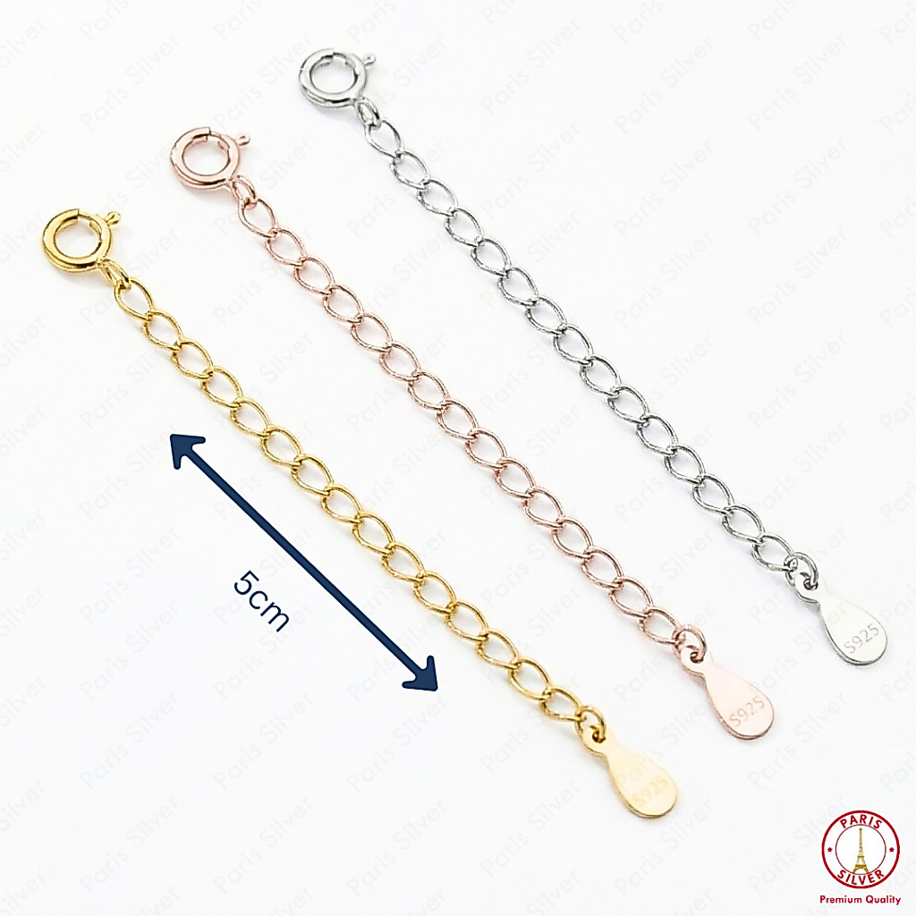 Ring Extender Kait Tambahan Extend Rantai Pemanjang Kalung Gelang Perak 925 Lapis Emas Putih