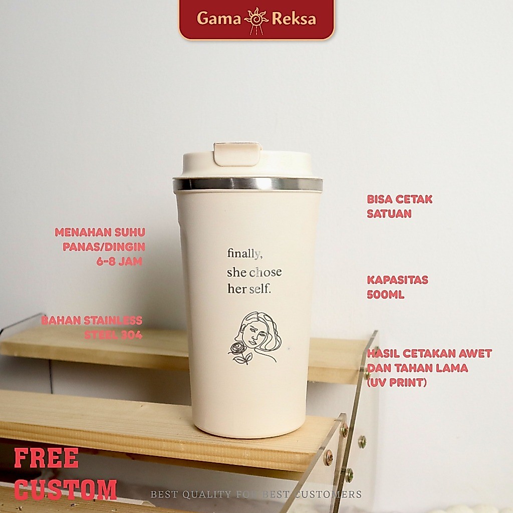 Custom Tumbler Coffee Travel Mug 510ml Laser Grafir Souvenir