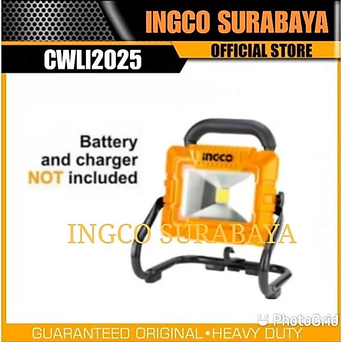 INGCO CWLI2025 LAMPU SOROT TEMBAK LED 20 WATT CORDLESS WORK LAMP 20V